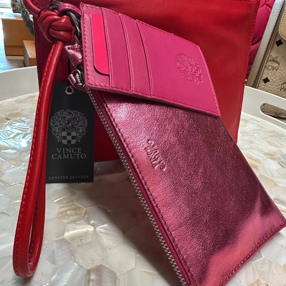 Beautiful Leather Vince Camuto Aliya Pouch Set Multicolor!